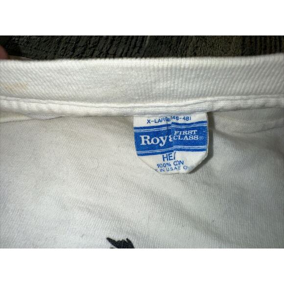 VINTAGE 1980s DUCK “SH*T HAPPENS” TOPHALF SINGLE STITCH POCKET T-SHIRT (Size:XL) - Picture 4 of 6